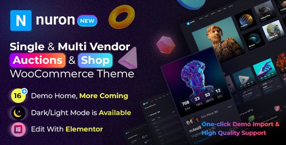 Nuron – Multi Vendor Auctions NFT WooCommerce Theme