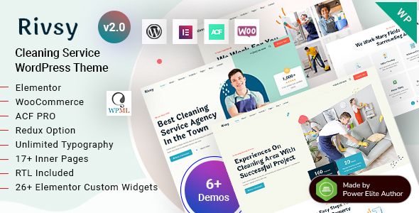 Rivsy – Cleaning Services WordPress Theme for Maid, Housekeeping Janitorial Companies