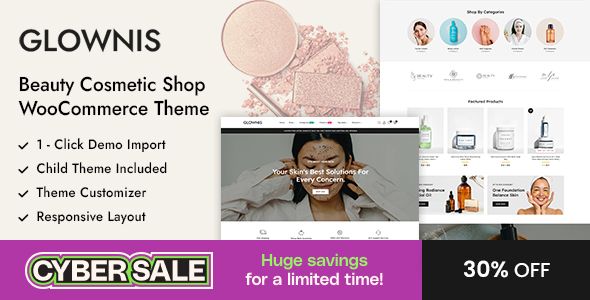 Glownis - Beauty and Cosmetics Shop WordPress WooCommerce Theme
