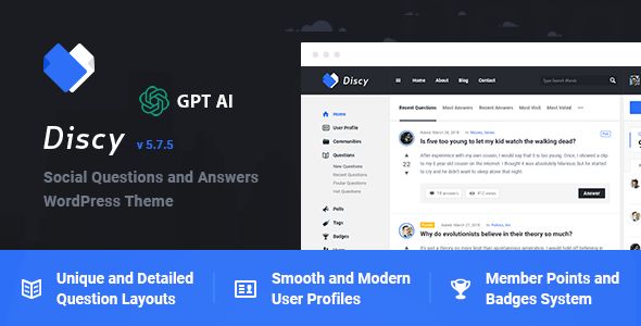 Discy – Social Questions and Answers WordPress Theme