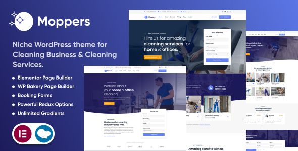 Moppers – Cleaning Company and Services WordPress Theme