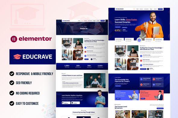 Educrave – Online Courses Education Elementor Pro Template Kits