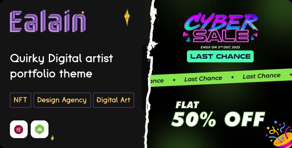 Ealain | Digital Artist Creative Portfolio WordPress Theme + Figma